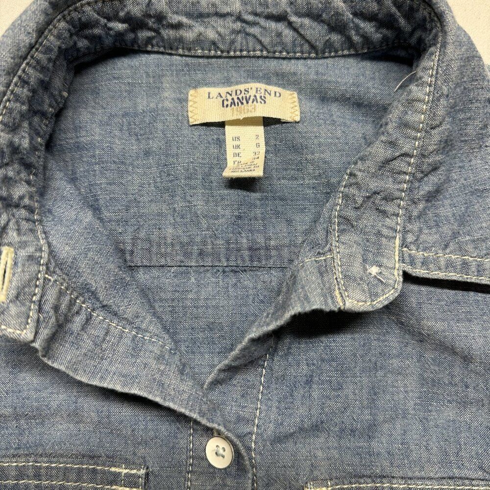 Lands’ End Canvas Chambray Dress Size 2 Classic Casual - Picture 2 of 6